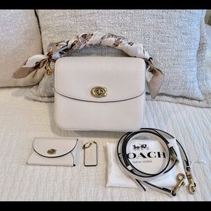 Coach Cassie 19 in Chalk with card case and silk scarf